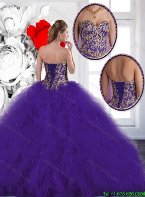 2016 Spring Elegant Beading and Ruffles Quinceanera Dresses with Lace Up