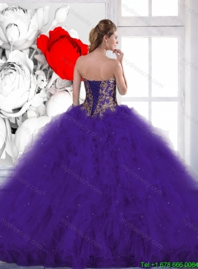 2016 Spring Elegant Beading and Ruffles Quinceanera Dresses with Lace Up