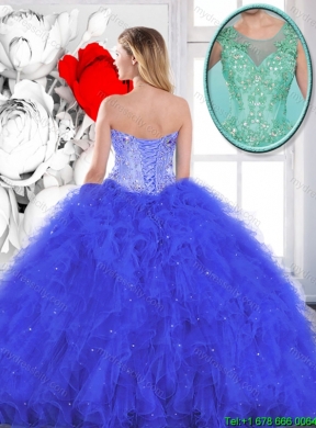 2016 Spring Fashionable Beading and Appliques Sweet 16 Gowns in Turquoise