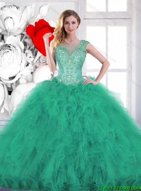 2016 Spring Fashionable Beading and Appliques Sweet 16 Gowns in Turquoise