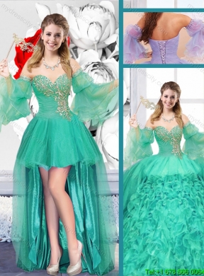 2016 Spring New Style Sweetheart Detachable Sweet 16 Gowns with Ruffles