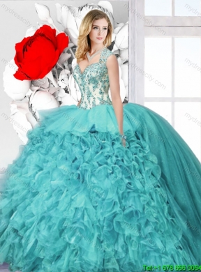 2016 Spring Popular Straps Detachable Quinceanera Dresses with Appliques and Ruffles