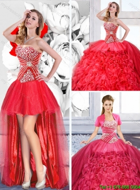 2016 Spring Pretty Sweetheart Detachable Quinceanera Dresses with Ruffles