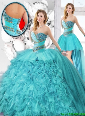 2016 Summer Modest Beaded Detachable Quinceanera Dresses with Sweetheart