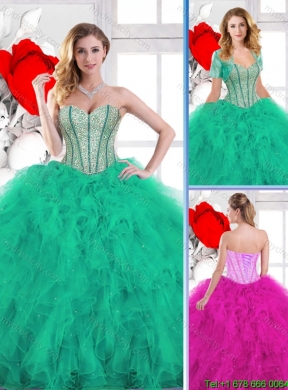 2016 Summer New Arrivals Beading and Ruffles Quinceanera Gowns