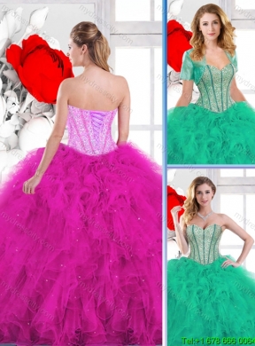 2016 Summer New Arrivals Beading and Ruffles Quinceanera Gowns