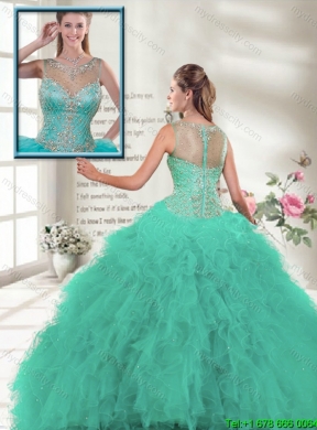 Discount 2016 Scoop Ruffles Sweet 16 Dresses in Turquoise