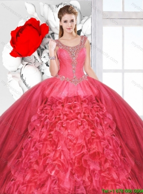 Popular Beaded and Ruffles Detachable Sweet 16 Dresses for 2016