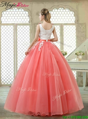 Elegant Watermelon Quinceanera Dresses with Hand Made Flowers