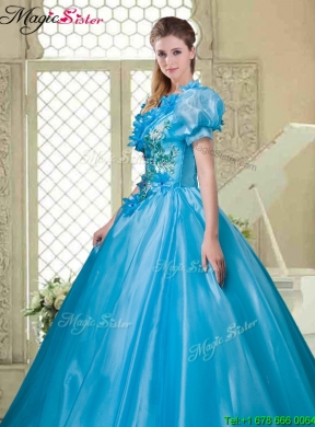 Gorgeous Appliques and Beading Sweet 16 Dresses with V Neck