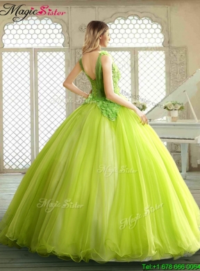 Luxurious Beading and Appliques Quinceanera Dresses in Yellow Green