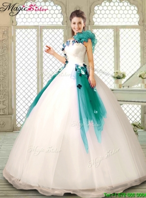 Elegant Appliques and Ruffles Quinceanera Dresses with One Shoulder