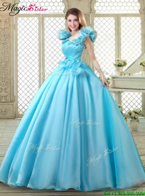 Cheap Aqua Blue Quinceanera Gowns with Appliques and Ruffles 179.56