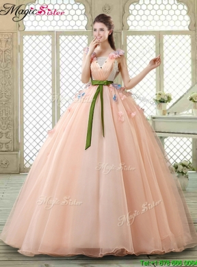 New Style Straps Quinceanera Dresses with Appliques and Belt