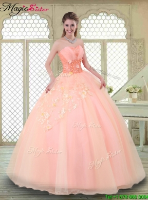 Beautiful Appliques and Beading Sweet 16 Dresses with Sweetheart