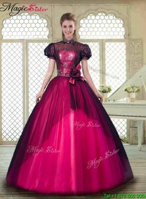 Beautiful High Neck Quinceanera Dresses with Short Sleeves