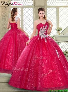 Beautiful One Shoulder Quinceanera Gowns with Beading