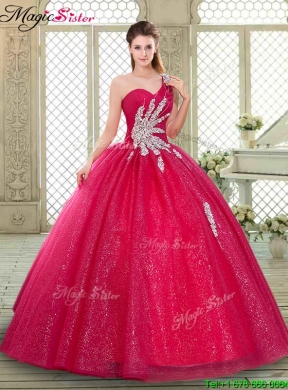 Beautiful One Shoulder Quinceanera Gowns with Beading