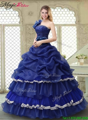 Elegant 2016 Ruffled Layers One Shoulder Quinceanera Dresses