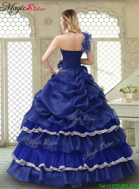 Elegant 2016 Ruffled Layers One Shoulder Quinceanera Dresses