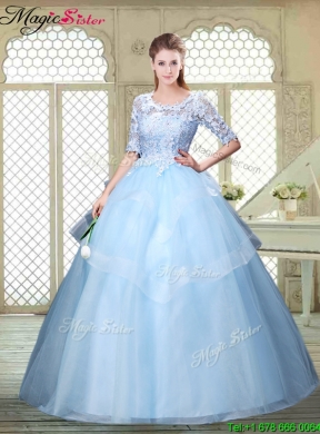 Hot Sale Half Sleeves Scoop Quinceanera Dresses with Lace