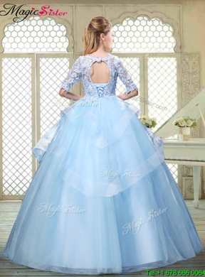 Hot Sale Half Sleeves Scoop Quinceanera Dresses with Lace