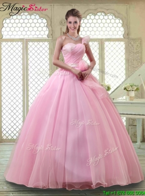 Lovely Rose Pink Quinceanera Dresses with One Shoulder