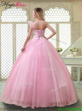 Lovely Rose Pink Quinceanera Dresses with One Shoulder