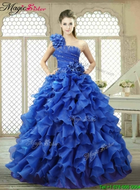 New Arrivals One Shoulder Ruffles Quinceanera Gowns for 2016