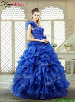 New Arrivals One Shoulder Ruffles Quinceanera Gowns for 2016