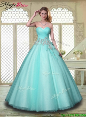 New Style Beading Sweetheart Quinceanera Dresses in Aqua Blue