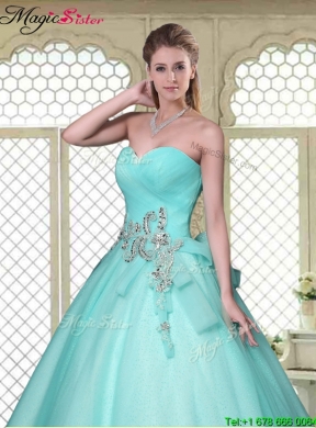 New Style Beading Sweetheart Quinceanera Dresses in Aqua Blue