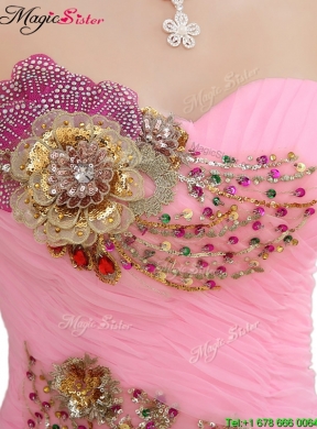 New Style Rose Pink Quinceanera Gowns with Beading and Appliques