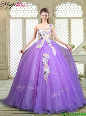 Popular Beading and Appliques Quinceanera Gowns with One Shoulder