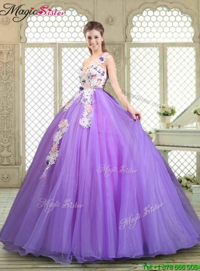 Popular Beading and Appliques Quinceanera Gowns with One Shoulder