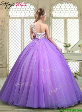 Popular Beading and Appliques Quinceanera Gowns with One Shoulder