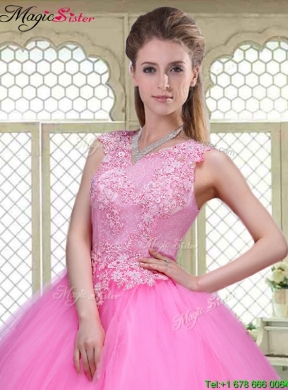 Popular Scoop Hand Made Flowers Sweet 16 Dresses with Brush Train