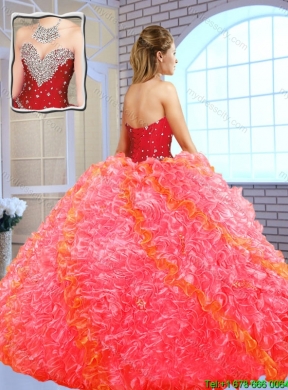 2016 Formal Sweetheart Quinceanera Gowns with Beading and Ruffles