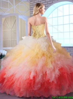 2016 Luxurious Appliques and Ruffles Quinceanera Dresses in Multi Color