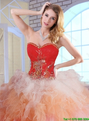 2016 Luxurious Appliques and Ruffles Quinceanera Dresses in Multi Color