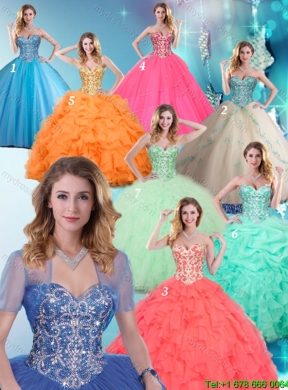 2016 Beautiful Sweetheart Quinceanera Dresses with Beading and Ruffles