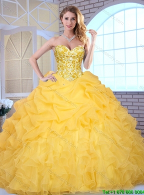 Elegant Yellow Quinceanera Gowns with Beading and Ruffles