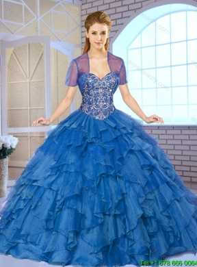 Gorgeous Beading and Ruffles Quinceanera Gowns with Sweetheart