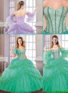 2016 New Style Sweetheart Quinceanera Gowns with Hand Made Flowers