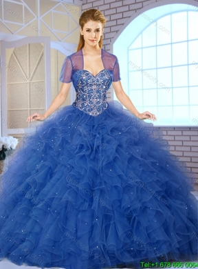 2016 Cheap Beading and Ruffles Apple Green Quinceanera Dresses