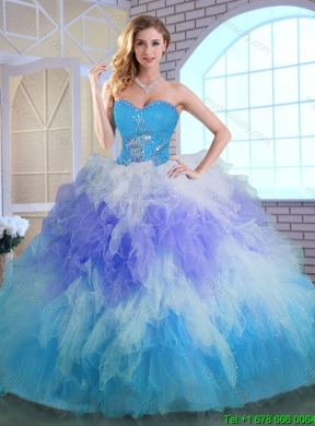 2016 Latest Winter Appliques and Ruffles Quinceanera Dresses in Multi Color