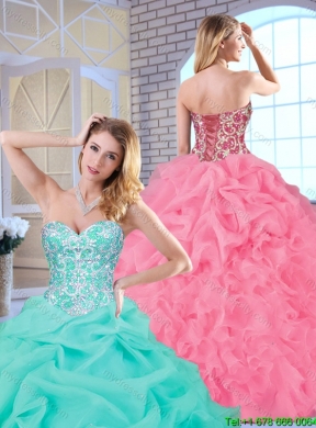 2016 Popular Beading and Ruffles Sweet 16 Dresses with Sweetheart