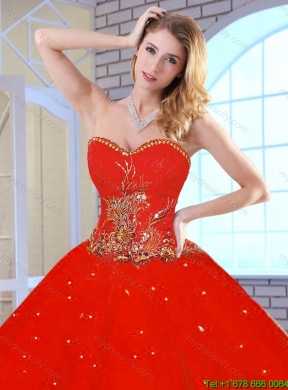 New Arrivals Red Sweetheart Quinceanera Gowns with Beading