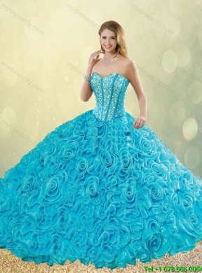 2016 Exquisite Aqua Blue Quinceanera Dresses with Beading