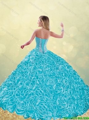 2016 Exquisite Aqua Blue Quinceanera Dresses with Beading